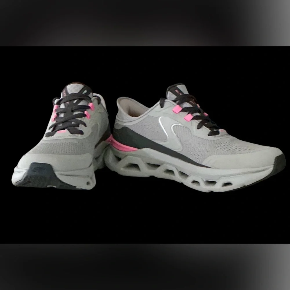 EUC! WOMENS SKETCHERS HANDS FREE SLIP-ONS GRAY AND  PINK - Picture 5 of 10